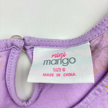 Load image into Gallery viewer, Girls Mango, purple cotton dress with sunflower print, GUC, size 6, L: 57cm