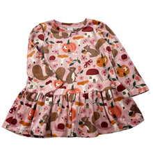 Load image into Gallery viewer, Girls LINDEX, woodland print long sleeve velour dress, EUC, size 3, L: 44cm