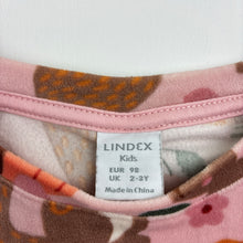 Load image into Gallery viewer, Girls LINDEX, woodland print long sleeve velour dress, EUC, size 3, L: 44cm
