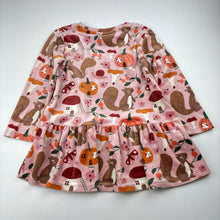 Load image into Gallery viewer, Girls LINDEX, woodland print long sleeve velour dress, EUC, size 3, L: 44cm