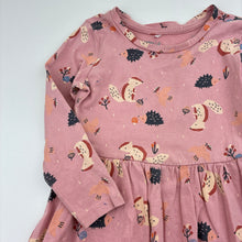 Load image into Gallery viewer, Girls Anko, hedgehog print cotton long sleeve dress, FUC, size 2, L: 45cm