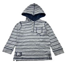 Load image into Gallery viewer, Boys H&amp;T, grey striped hooded long sleeve top, FUC, size 3,  