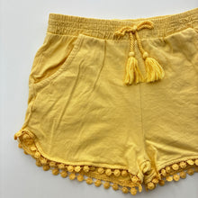 Load image into Gallery viewer, Girls Brilliant Basics, yellow cotton shorts with lace and tassel trim, FUC, size 6,  
