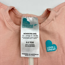 Load image into Gallery viewer, Girls Love to Dream, 0.2 Tog cotton blend Swaddle Up sleeping bag, GUC, size 0000,  