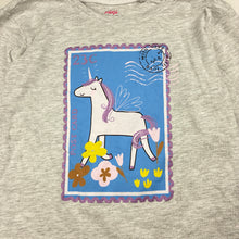 Load image into Gallery viewer, Girls Mini Mango, grey cotton blend long sleeve t-shirt, unicorn, GUC, size 7,  