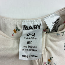 Load image into Gallery viewer, Girls Cotton On Baby, cream floral zip coverall, GUC, size 000,  
