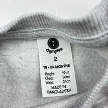 Load image into Gallery viewer, Unisex Dymples, grey cotton blend fleece lined sweater, GUC, size 2,  