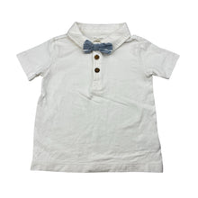 Load image into Gallery viewer, Boys David Jones, white cotton polo top, bow tie, FUC, size 0,  
