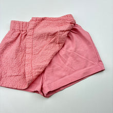 Load image into Gallery viewer, Girls pink, floral cotton blend shorts, elasticated, bow detail, EUC, size 1,  