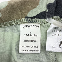Load image into Gallery viewer, Boys Baby Berry, camo print cotton pyjama pants, elasticated, EUC, size 1,  