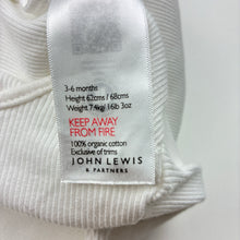 Load image into Gallery viewer, Unisex John Lewis, white organic cotton ribbed zip coverall, GUC, size 00,  