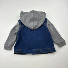 Load image into Gallery viewer, Boys Okie Dokie, cotton blend denim hooded jacket, GUC, size 00-0,  