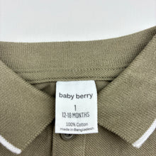 Load image into Gallery viewer, Boys Baby Berry, green cotton polo top, FUC, size 1,  