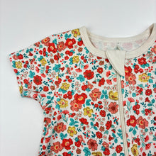 Load image into Gallery viewer, Girls purebaby, floral organic cotton zip romper, EUC, size 000,  