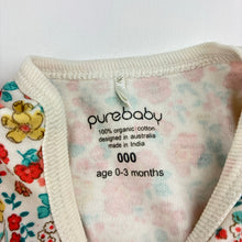 Load image into Gallery viewer, Girls purebaby, floral organic cotton zip romper, EUC, size 000,  