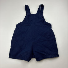 Load image into Gallery viewer, Unisex Jean Bourget, navy cotton shortalls, GUC, size 6 months,  
