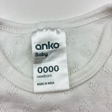 Load image into Gallery viewer, Unisex Anko, white cotton pointelle bodysuit, GUC, size 0000,  