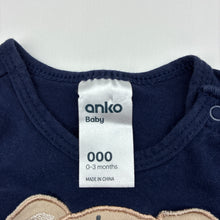 Load image into Gallery viewer, Unisex Anko, navy cotton blend bodysuit, GUC, size 000,  
