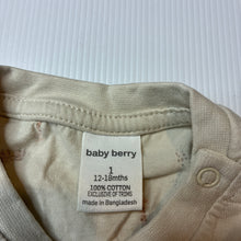 Load image into Gallery viewer, Unisex Baby Berry, beige cotton long sleeve t-shirt, GUC, size 1,  