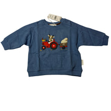 Load image into Gallery viewer, Unisex purebaby, blue organic cotton fleece lined sweater, NEW, size 0,  