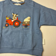 Load image into Gallery viewer, Unisex purebaby, blue organic cotton fleece lined sweater, NEW, size 0,  