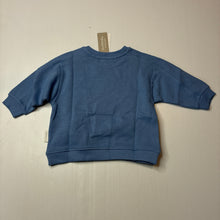 Load image into Gallery viewer, Unisex purebaby, blue organic cotton fleece lined sweater, NEW, size 0,  