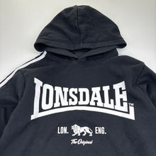 Load image into Gallery viewer, Unisex Lonsdale, black cotton blend fleece lined hoodie, GUC, size 14,  