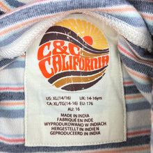 Load image into Gallery viewer, Unisex C &amp; C California, striped cotton blend terry hoodie, EUC, size 16,  