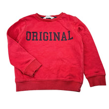 Load image into Gallery viewer, Boys H&amp;M, red cotton blend fleece lined sweater, wash fade, FUC, size 3-4,  