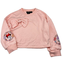 Load image into Gallery viewer, Girls Disney, Minnie Mouse and Daisy Duck pink cropped sweater, bow detail, GUC, size 8,  