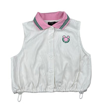 Load image into Gallery viewer, Girls Disney, Mickey Mouse white cropped polo top, EUC, size 8,  