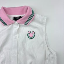 Load image into Gallery viewer, Girls Disney, Mickey Mouse white cropped polo top, EUC, size 8,  