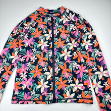 Load image into Gallery viewer, Girls Anko, floral long sleeve zip up rashie top, EUC, size 12,  
