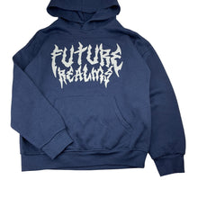 Load image into Gallery viewer, Unisex KID, navy cotton blend fleece lined hoodie, EUC, size 12,  