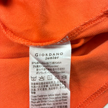Load image into Gallery viewer, Boys GIORDANO Jnr, orange cotton polo top, mark back left sleeve, FUC, size 6-7,  
