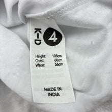 Load image into Gallery viewer, Unisex KID, plain white cotton t-shirt, GUC, size 4,  