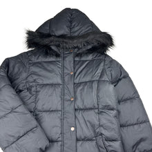 Load image into Gallery viewer, Girls Target, black hooded puffer jacket, faux fur trim, EUC, size 10,  