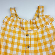 Load image into Gallery viewer, Girls Target, check linen blend ruffle top, EUC, size 6,  