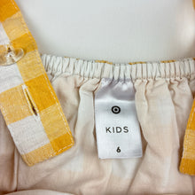 Load image into Gallery viewer, Girls Target, check linen blend ruffle top, EUC, size 6,  
