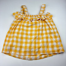 Load image into Gallery viewer, Girls Target, check linen blend ruffle top, EUC, size 6,  