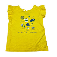 Load image into Gallery viewer, Girls BeBe, yellow ruffle tennis t-shirt, EUC, size 6,  