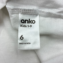 Load image into Gallery viewer, Unisex Anko, plain white cotton t-shirt, GUC, size 6,  