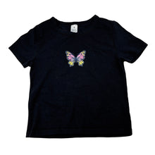 Load image into Gallery viewer, Girls Target, black butterfly organic cotton blend t-shirt, EUC, size 14,  