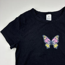 Load image into Gallery viewer, Girls Target, black butterfly organic cotton blend t-shirt, EUC, size 14,  