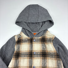 Load image into Gallery viewer, Boys Tilt, check cotton blend hooded shirt, EUC, size 5,  
