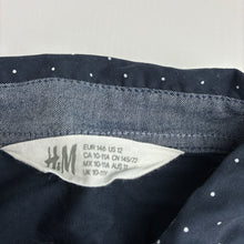 Load image into Gallery viewer, Boys H&amp;M, navy &amp; white dot cotton long sleeve shirt, EUC, size 11,  