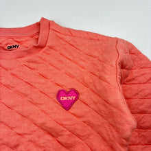 Load image into Gallery viewer, Girls DKNY, coral cotton blend sweater, embroidered, GUC, size 6,  