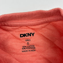 Load image into Gallery viewer, Girls DKNY, coral cotton blend sweater, embroidered, GUC, size 6,  