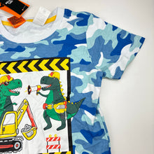Load image into Gallery viewer, Boys Tilt, camo print dinosaur construction cotton t-shirt, NEW, size 5,  