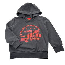 Load image into Gallery viewer, Boys Tilt, grey T-Rex dinosaur cotton blend fleece lined hoodie, GUC, size 4,  